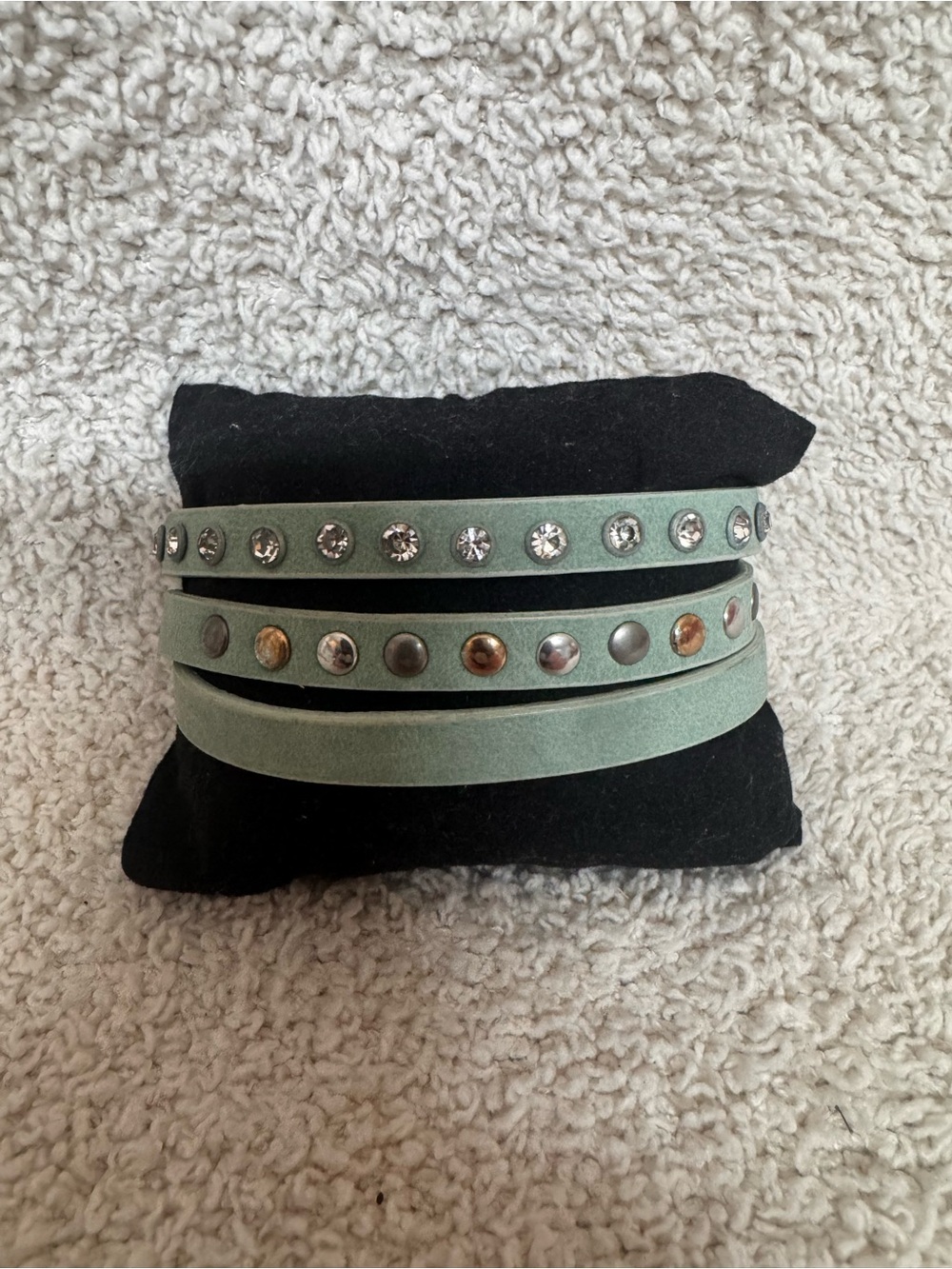 Paparazzi Mint Green Multi-Row Stud & Crystal Wrap Bracelet